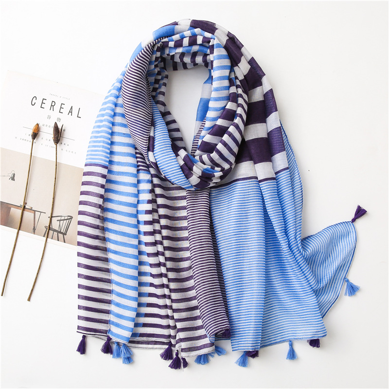 Korean Fashion Shawl New Style Striped Color Matching Scarf display picture 18