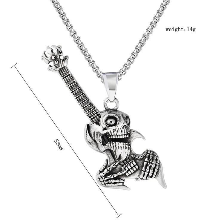 Ethnic Skull Guitar Horror Retro Motorcycle Pendant
