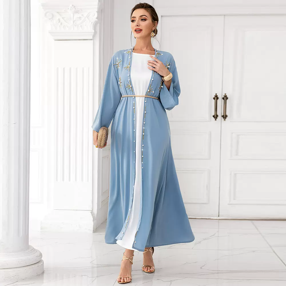 BA7016新款阿拉伯开衫外搭 手工缝钻 abaya kimono 中东女装