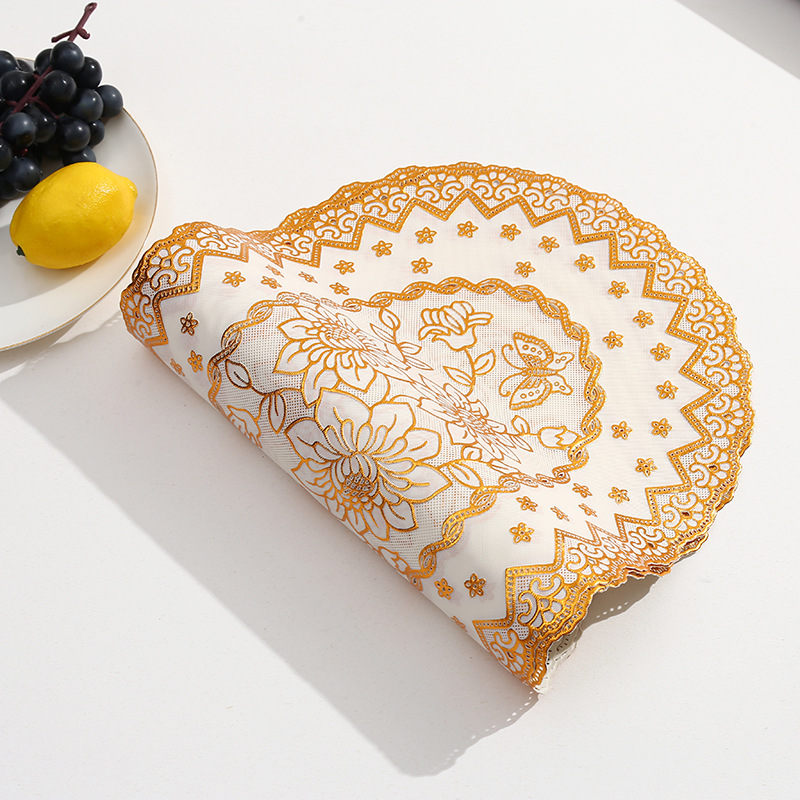 Amazon pvc cocina estampado cojín de taza impermeable a prueba de agua a prueba de aceite aislamiento térmico cojín de mesa estampado redondo cojín de mesa