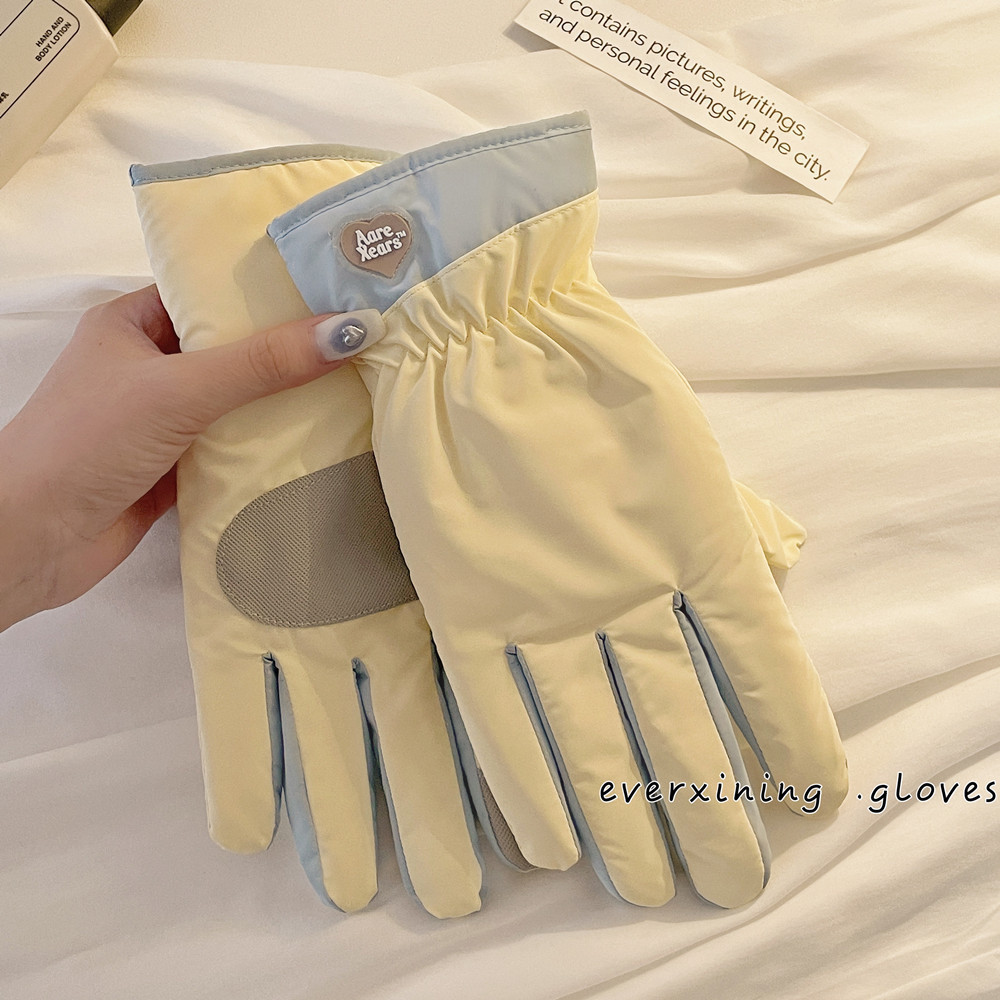 Guanti invernali per studentesse, carini, antifreddo, caldi, da ciclismo, foderati in pile, in cotone spesso, per lo sci all'aperto,_voghion.com