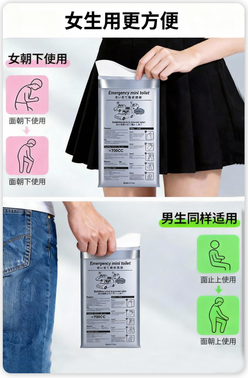Cross-Border Quick-Release Emergency Urine Bag, Vomit Bag, Car-Mounted Portable Outdoor Travel Emergency Urine Bag, Unisex Essential Tool