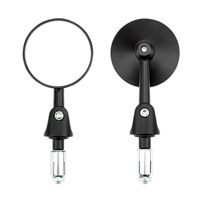 Motorcycle rearview mirror adjustable folding handlebar rearview mirror round rearview mirror motorcycle modified rearview mirror (Motorcycle rearview mirror) - motorcycle-aluminum-head-hand-mirror