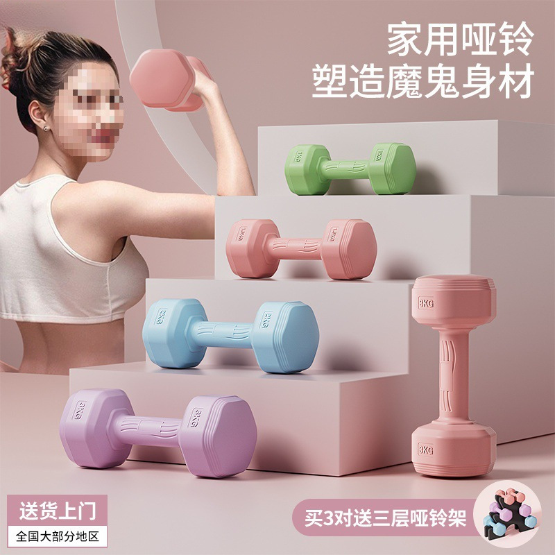 Dumbbell Women's Fitness Equipment Home Slim Belly Barbell Kettlebell Kidsren and Adolescents Female Small Dumbbell 2kg Pair