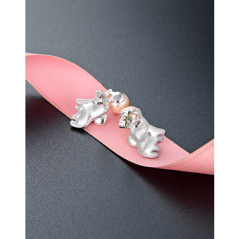 Pequeño elefante perla Stud pendientes 925 plata esterlina nicho diseño temperamento pendientes para las mujeres 2024 nueva moda elefante pendientes