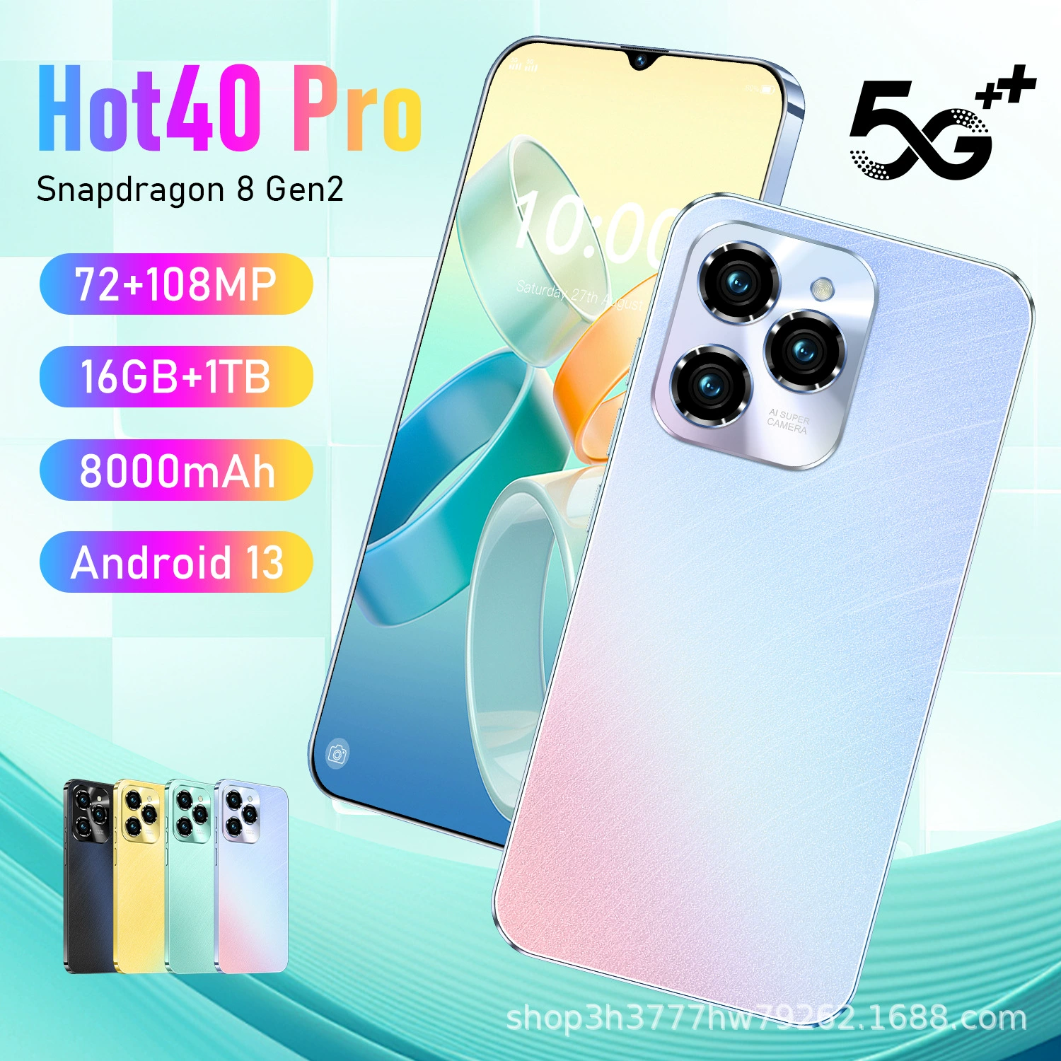 Хайпcross-border Hot40Pro большой экран 16+1T смартфон 6.7 иностранная торговля эксклюзивно для производителей-источников моментальная доставка
