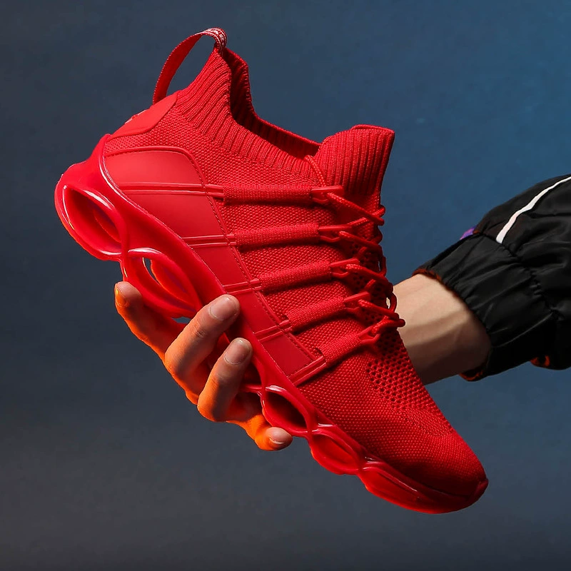 Кроссовки Мужская обувь лето 2022 Новые Спортивные Повседневные кроссовки с мягкой подошвой легкие трикотажные сетки красный
