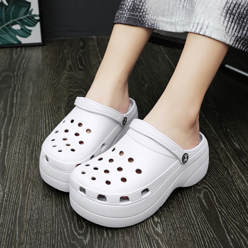 Cross-border Large Size Hole Shoes Women's Summer Thick Sole Height Increasing 5CM Sandals Fashionable High Heel Breathable Garden Shoes Beach Shoes