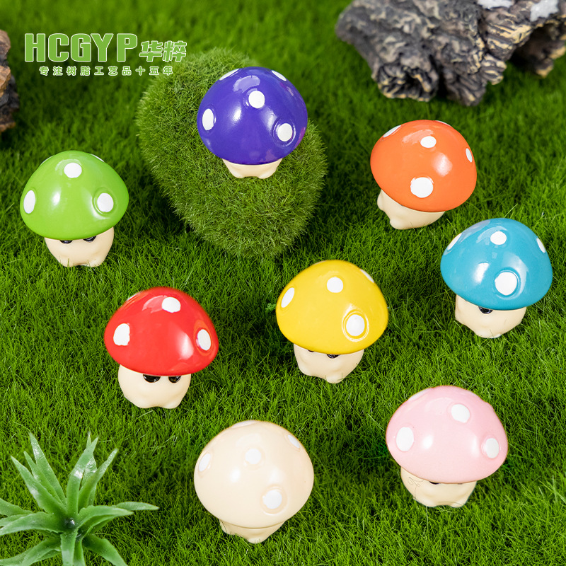 (2개) 시뮬레이션 식물 다채로운 대형 버섯 마이크로 조경 장식품 정원 화분 분재 장식 수지 조경 장식품