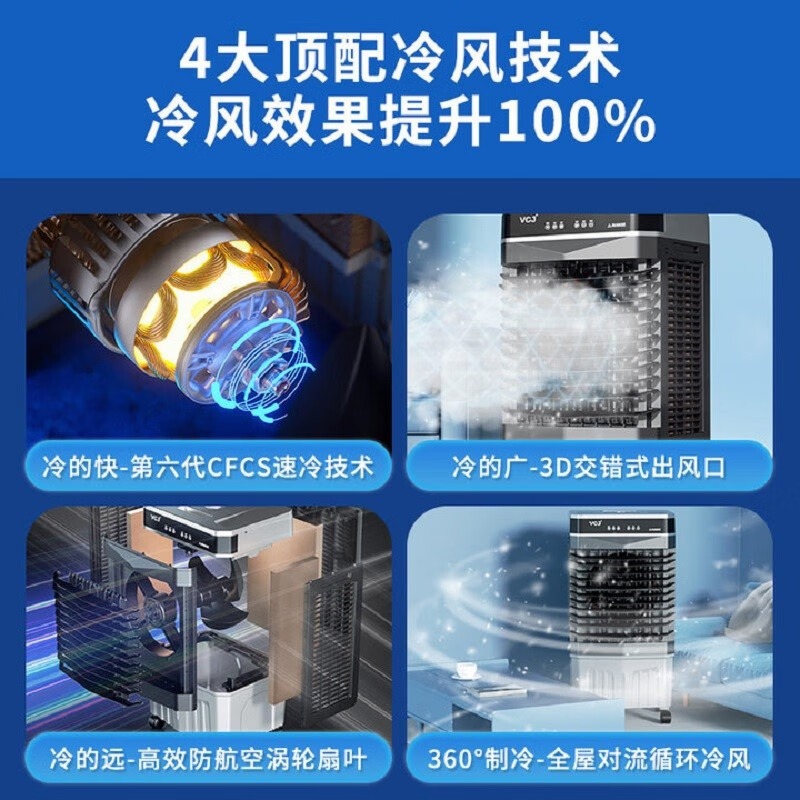 Ventilador de Aire Acondicionado, Enfriador, Aire Acondicionado Móvil Pequeño para el Hogar, Tipo de Enfriamiento Único, Ventilador Enfriador de Aire para Dormitorio, Máquina de Refrigeración por Agua, Silencioso.