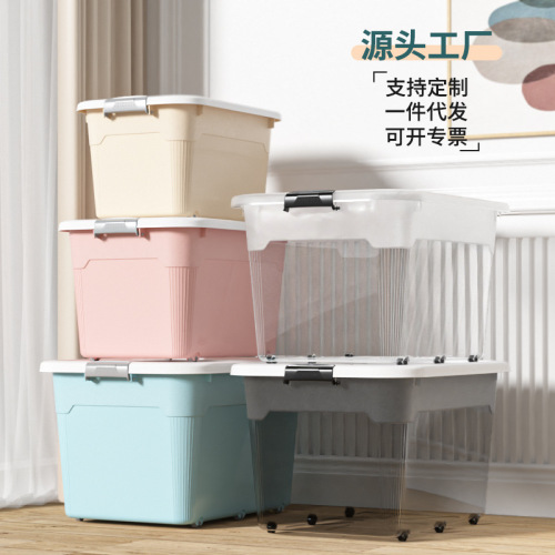 Transparent storage box for home, large plastic clothing organizer box, snack toy car storage basket, storage bin