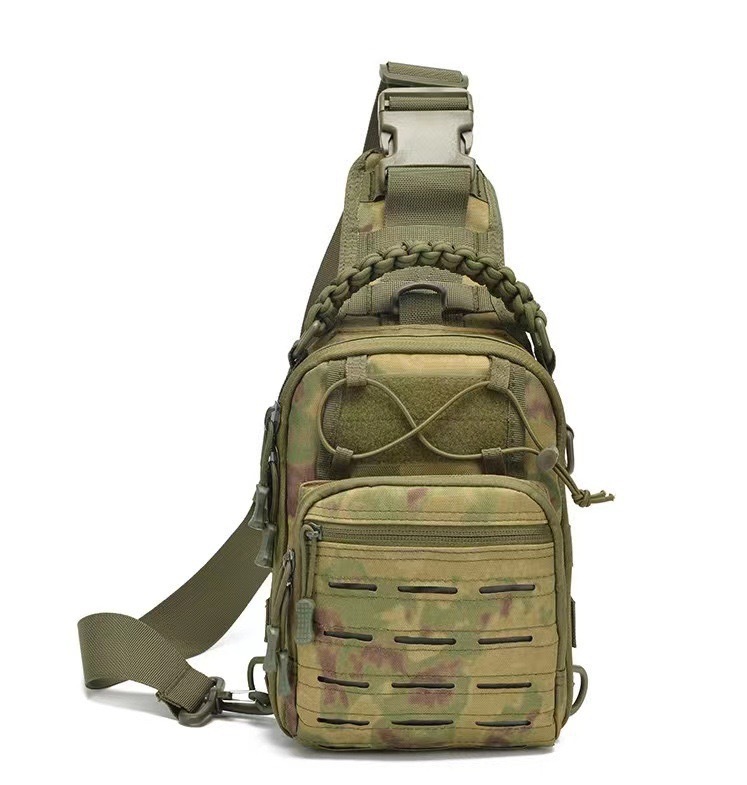 Nueva bolsa de viaje portátil al aire libre de un solo hombro inclinado camuflaje deportivo de campo pequeño pecho bolsa de perforación láser
