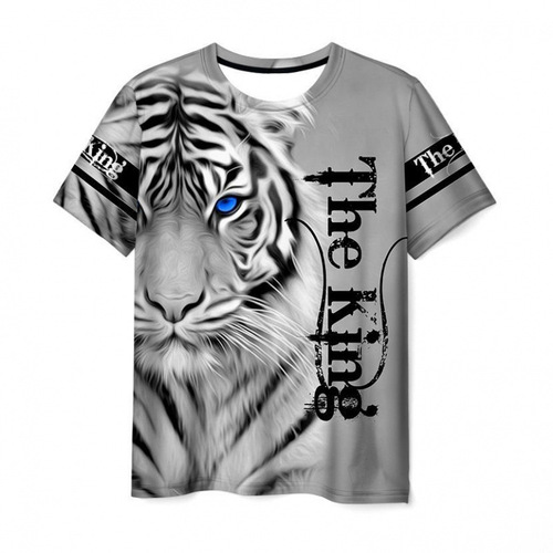Men's T-shirt 3D T-shirt Casual Men's T-shirt Short-sleeved 3D printed T-shirt Animal Tiger
