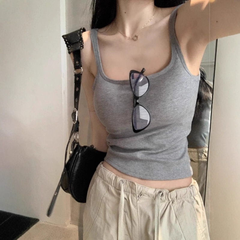 Hot Girl Top, Summer Design, Square Collar, Beautiful Back, Inner Wear, Outer Wear, Breast Pads, Breast Covering Camisole, Women's Outer Wear