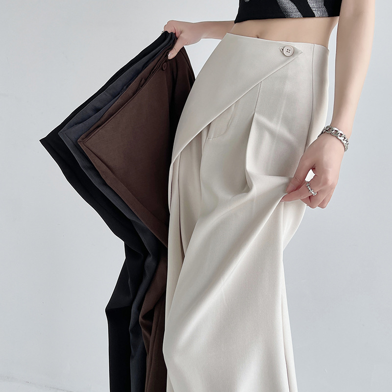 in stock High-grade Two-piece Wide-leg Suit Pants Women's High-waist Design Sense Temperament Straight Casual Suit Pants