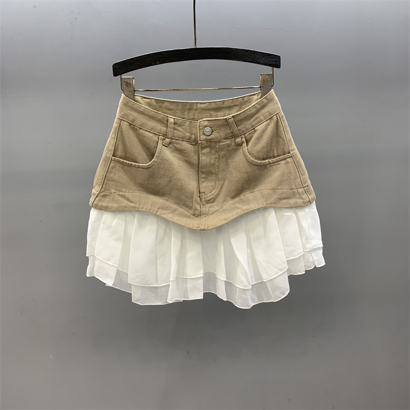 Chica caliente americana de costura vaquero vestido de busto para mujeres 2025 verano nuevo cintura alta delgada anti-desvanecimiento vestido corto de moda image 7