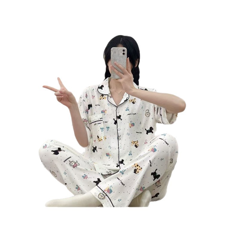 120G nubes de algodón pijama ropa para el hogar manga corta pantalones largos set sudeste asiático TK comercio exterior transfronterizo pedidos entidad mayorista