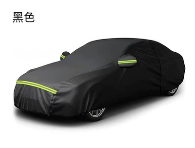 190t Oxford Cloth Car Protective Car clothing - black-front-and-rear-horizontal-reflective-strips-l
