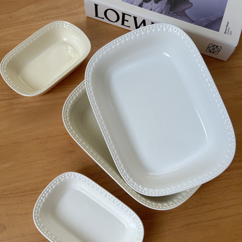 Autumn New Product: Beaded Baking Tray Storage Plate, Baking Dessert Fruit Plate, Japanese Retro Style, Household Hotel Ceramic Plate Autumn New Product: Beaded Baking Tray Storage Plate, Baking Dessert Fruit Plate, Japanese Retro Style, Household Hotel Ceramic Plate