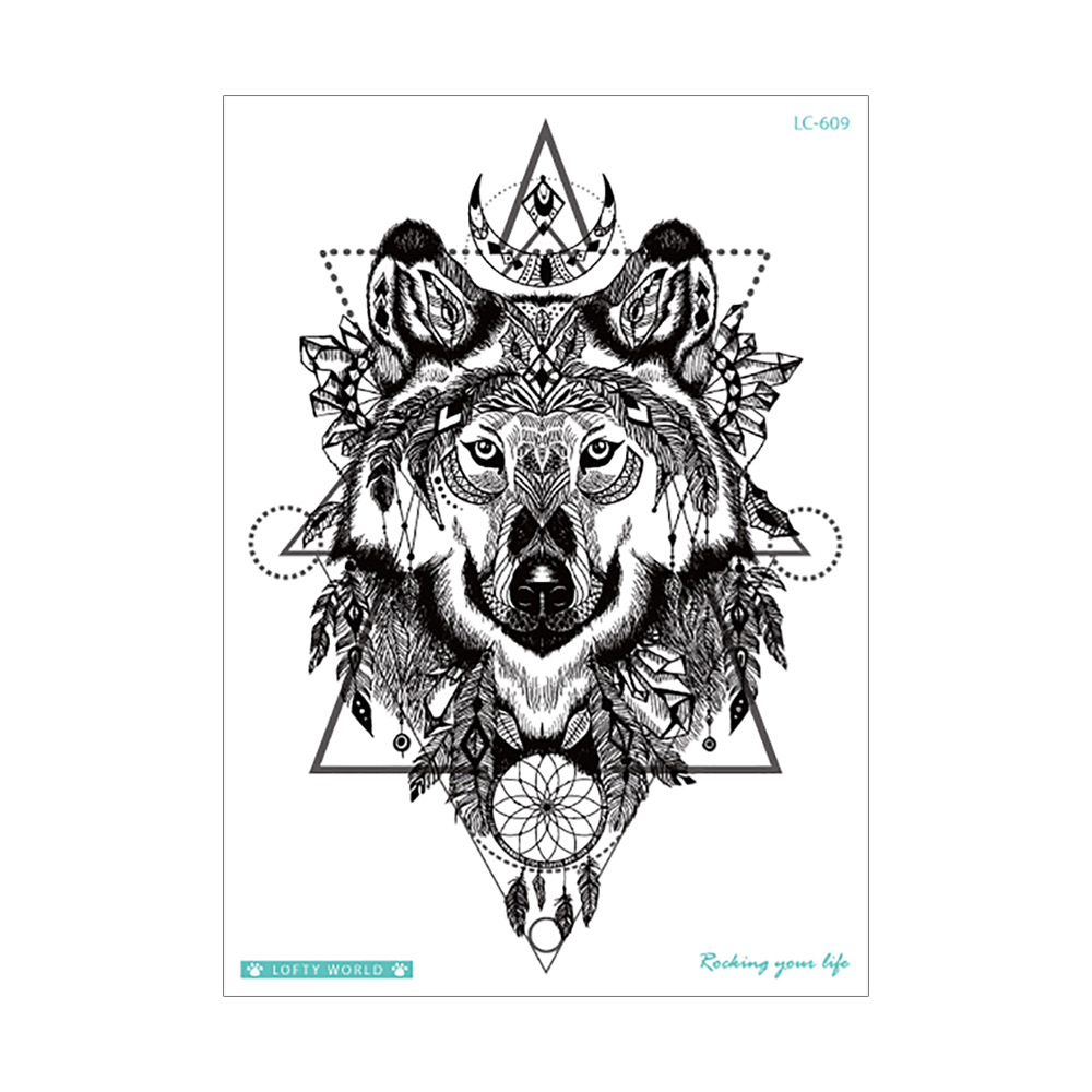 Nueva flor impermeable brazo tatuaje pegatinas personalidad original Lobo tatuaje pegatinas animal patrón tatuaje desechable al por mayor