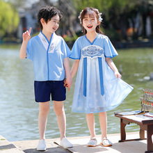 （特价）幼儿园女童夏装中国风套装小学生班服儿童汉服夏季演出服