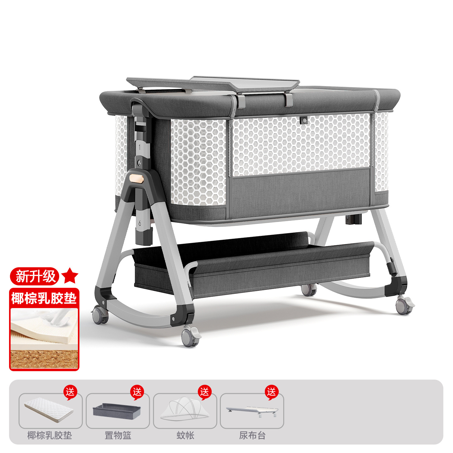 Cama de bebé móvil portátil cuna cama plegable multifuncional BB cama para recién nacidos empalme cama grande