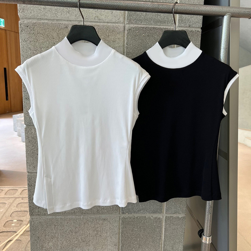 Summer New Golf Women's Sleeveless Round-Neck T-Shirt, Quick-Drying, Breathable, Moisture-Wicking, High-Quality Sports Jersey