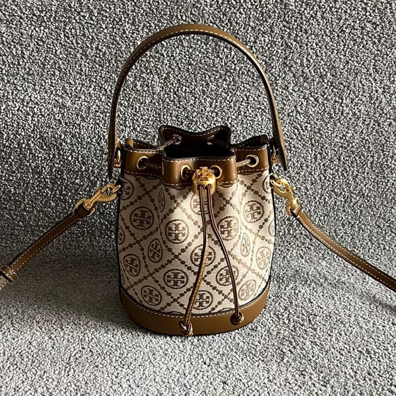 Tortyburch New Classic Presbyopic Full-Print Bucket Bag Large Capacity Fashionable Versatile One-Shoulder Cross-Body Handbag for Women