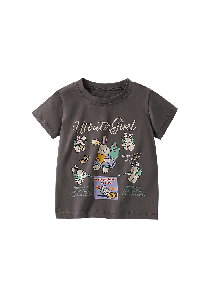 Malwee ropa de niñas lindas ropa de verano nueva camiseta europea y americana para niños de cuello redondo de manga corta ropa de niños