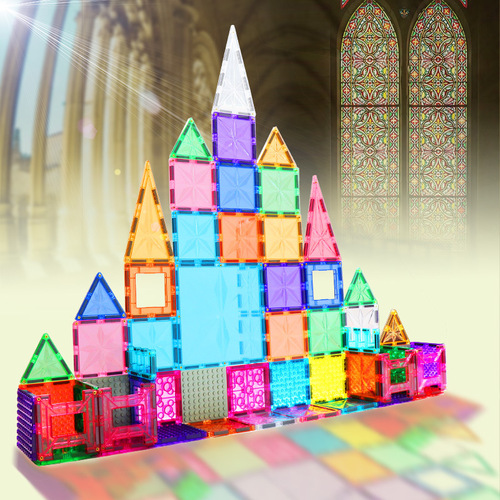 Wellbbplay diamond color window magnetic piece building blocks refill transparent pipe magnet puzzle