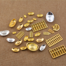 合金龙凤金色五帝铜钱 寺庙供奉用品算盘小元宝摆件小挂饰DIY配件