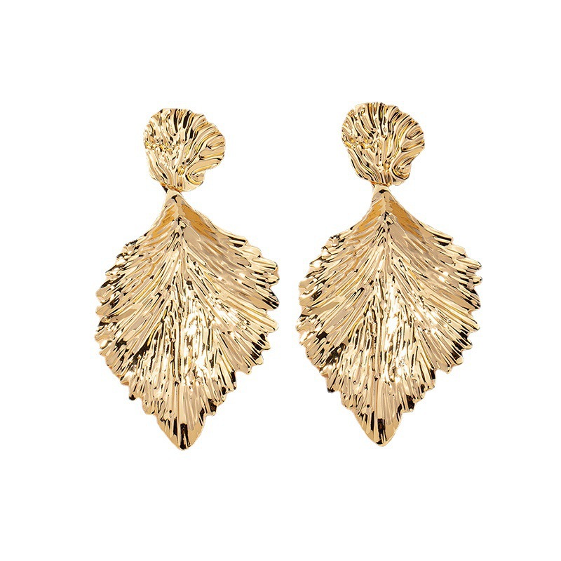 Fashion Metal Leaf Earrings display picture 1