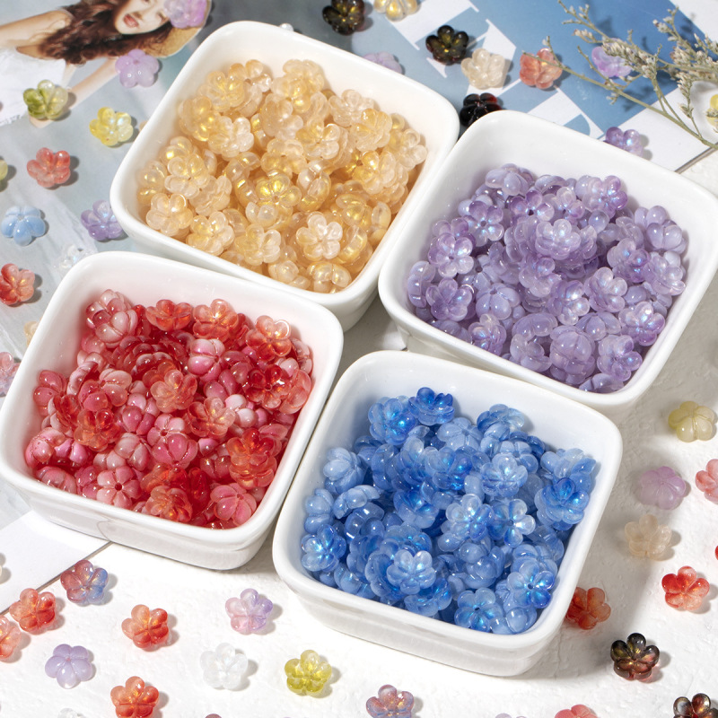 10mm Small Plum Blossom Glass Beads with a Hole in the Center, Three-Dimensional Plum Blossom Design, Handmade DIY Beading Spacer Beads, Materials for Making Traditional Hairpins 10mm Small Plum Blossom Glass Beads with a Hole in the Center, Three-Dimensional Plum Blossom Design, Handmade DIY Beading Spacer Beads, Materials for Making Traditional Hairpins