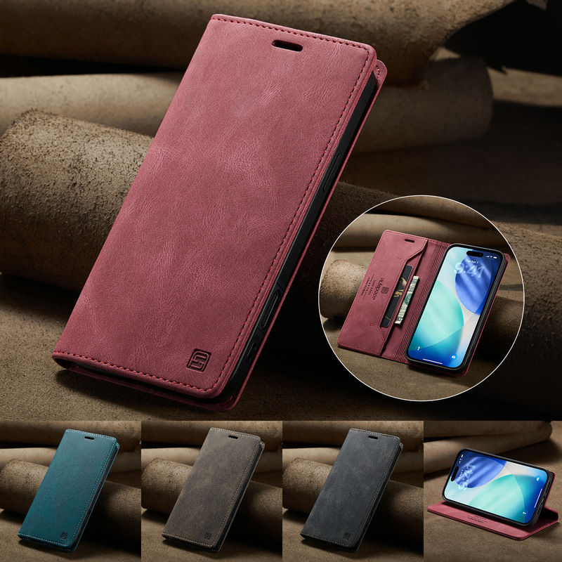 Suitable for iPhone 17 Pro Max Phone Case, Apple 16 Pro Flip Cover, 15/14 Leather Case, 13/12 Card Holder, 11/7P