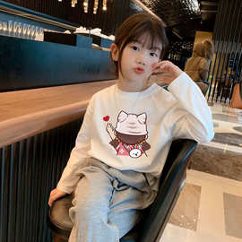 女童纯棉长袖T恤早秋2026新款儿童简约打底衫女孩超好看小上衣服