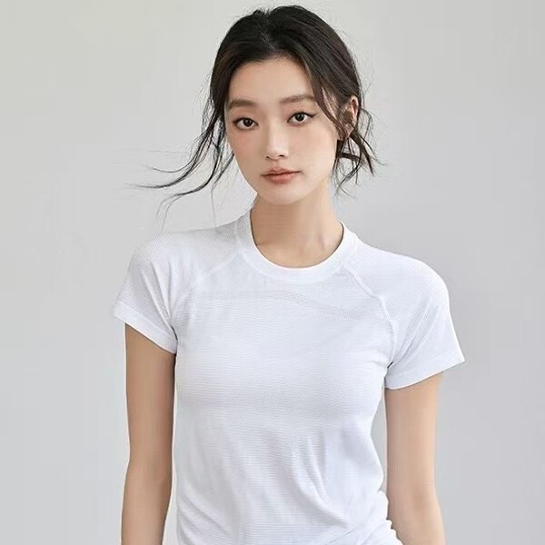 Quick-Drying Sports Yoga Wear Short-Sleeved Summer Running T-Shirt Women's Tight-Fitting Top Pilates Training Fitness Wear Thin Style