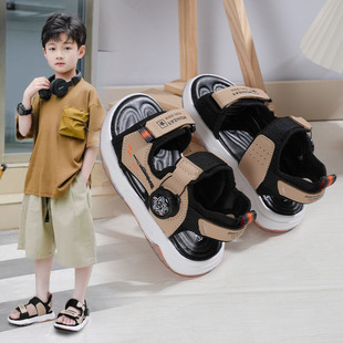 Boys' Sports Sandals 2025 New Summer Kidsren's Shoes Rotating Button Open-Toe Beach Shoes Medium and Large Kidsren's Sandals