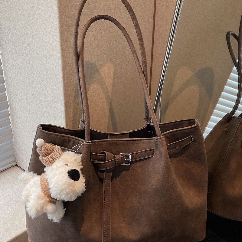 Retro Suede Tote Bag Women's 2025 New Fashion Niche Commuting Underarm Bag Easiest for Match Large Capacity Shoulder Bag