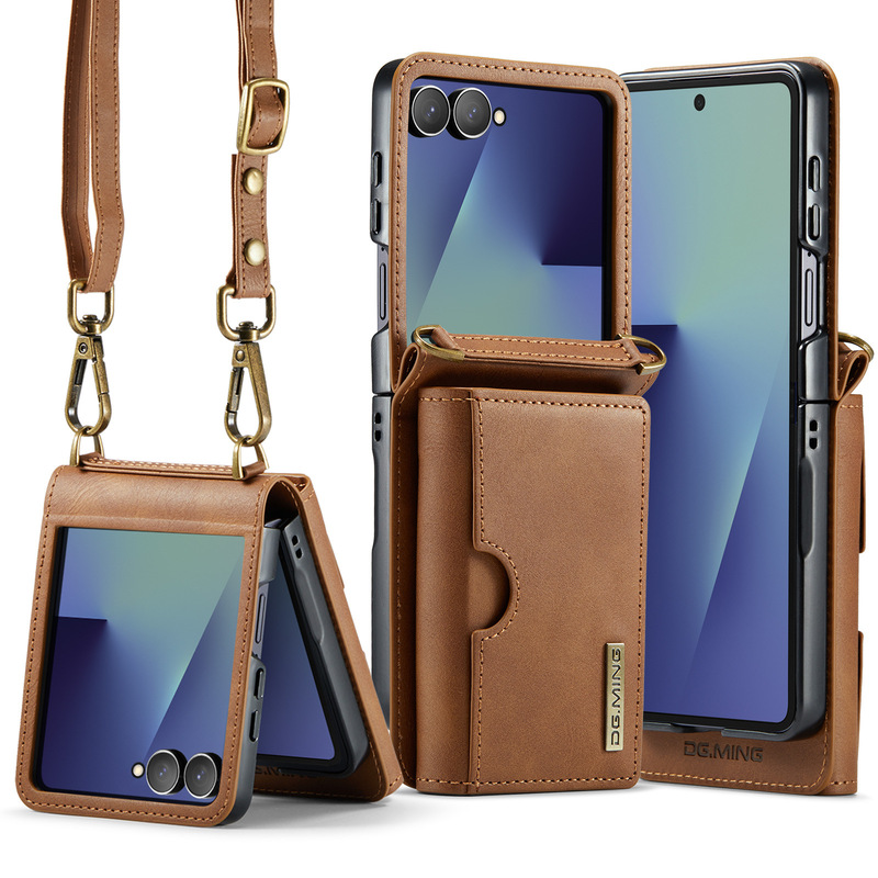 M6 Series Is Suitable for Samsung Z Flip 7 Crossbody Wallet Mobile Phone Leather Case Z Flip 6 70% off Wallet Protective Case