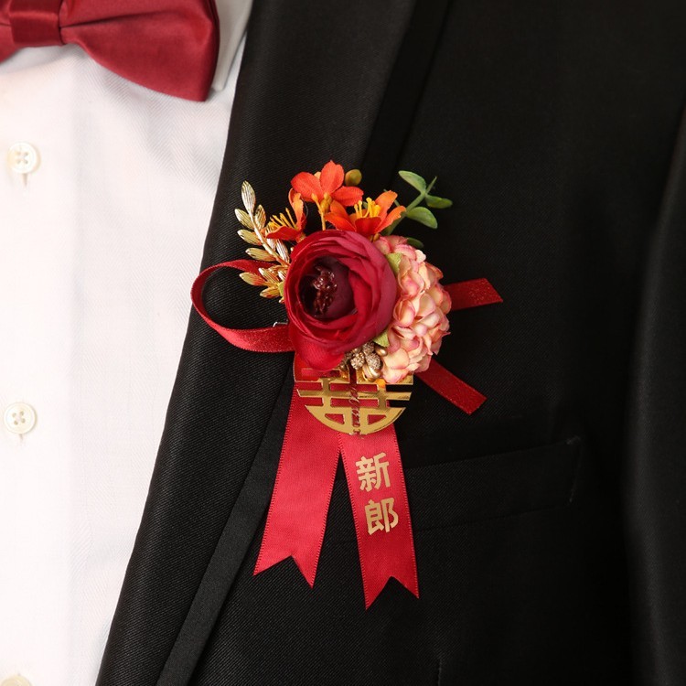 森系結婚胸花花嫁新郎結婚式シャンパンセット|undefined