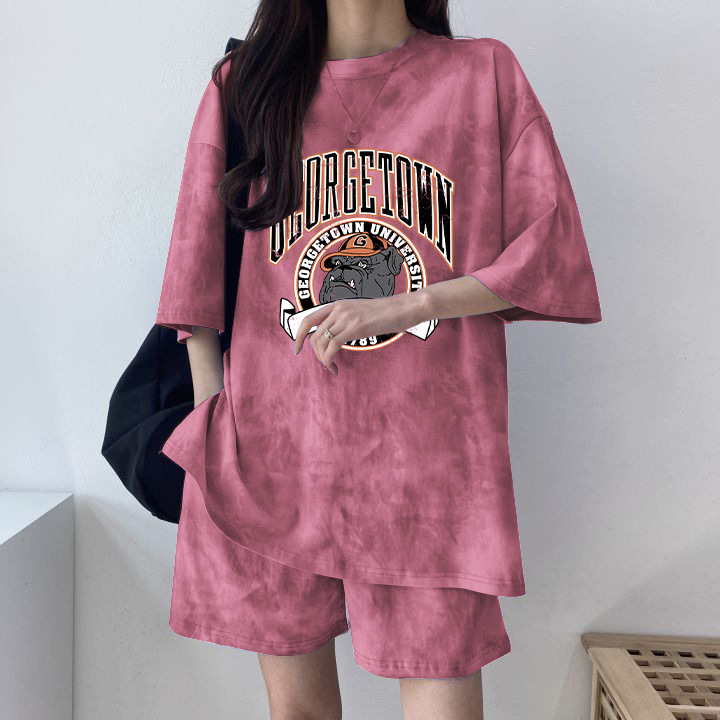 Casual Sportswear Suit for Women, Cotton Shorts, Campus Style, Cute Girl, Round Neck, Two-Piece Set, Summer 2026 New Style, Short Sleeves Casual Sportswear Suit for Women, Cotton Shorts, Campus Style, Cute Girl, Round Neck, Two-Piece Set, Summer 2026 New Style, Short Sleeves