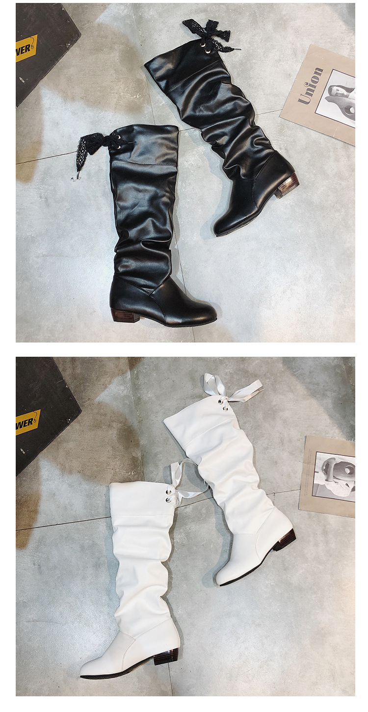 Dammode slouch cowboy-stövlar med snörning vinterstil_voghion.com