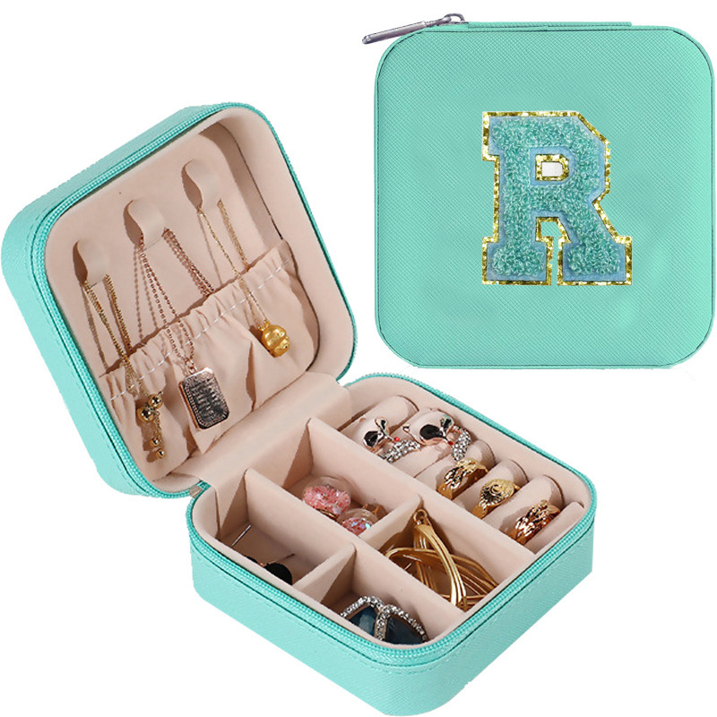 Cross-border de cuero Stud pendientes de gran capacidad de la joyería de la caja de la joyería del anillo caja de almacenamiento portátil