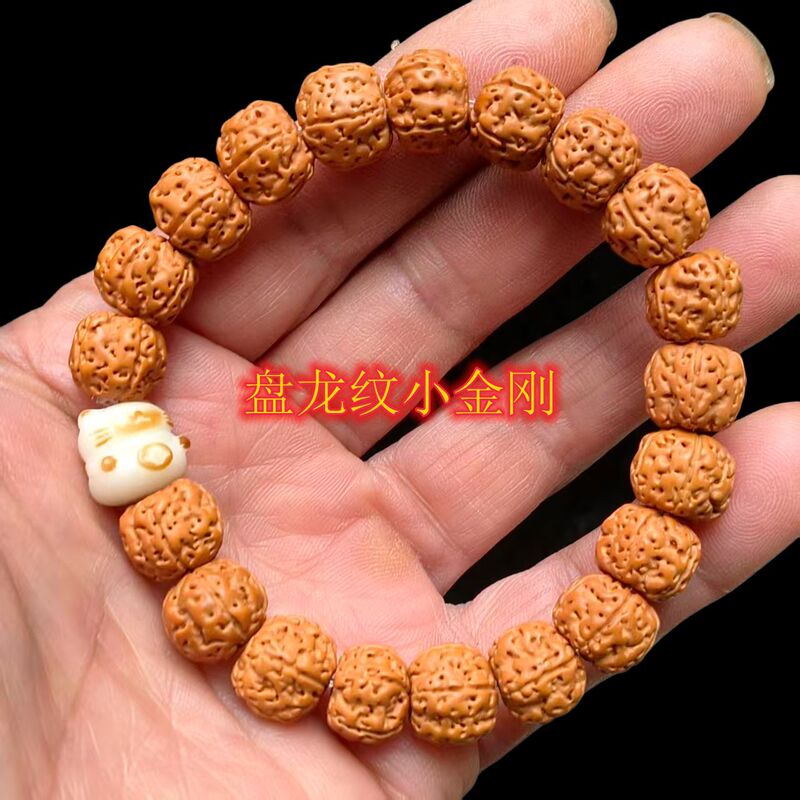 Natural Raw Vajra Bodhi Bracelet Single Strand Old Tree Seed Beads for Men and Women