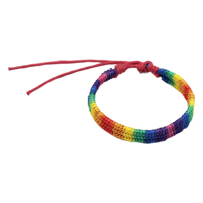 Трансграничный горячий продавать ручной работы DIY база Радужный многоцветный браслет унисекс Непал дружба Ручная Веревка