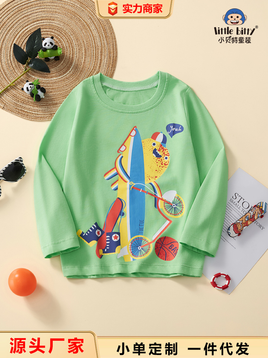 in stock children's T-shirt boys long sleeve autumn children's small and medium-sized children's jacket European and American style cotton bottoming shirt wholesale