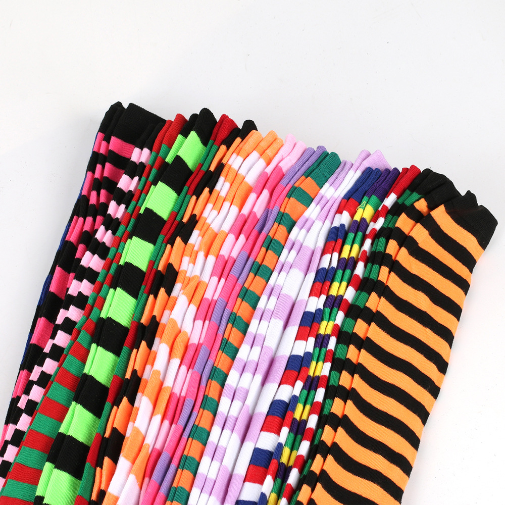 Calze lunghe a righe per donna, calzini sopra il ginocchio, calzini da donna per feste di cosplay anime_voghion.com