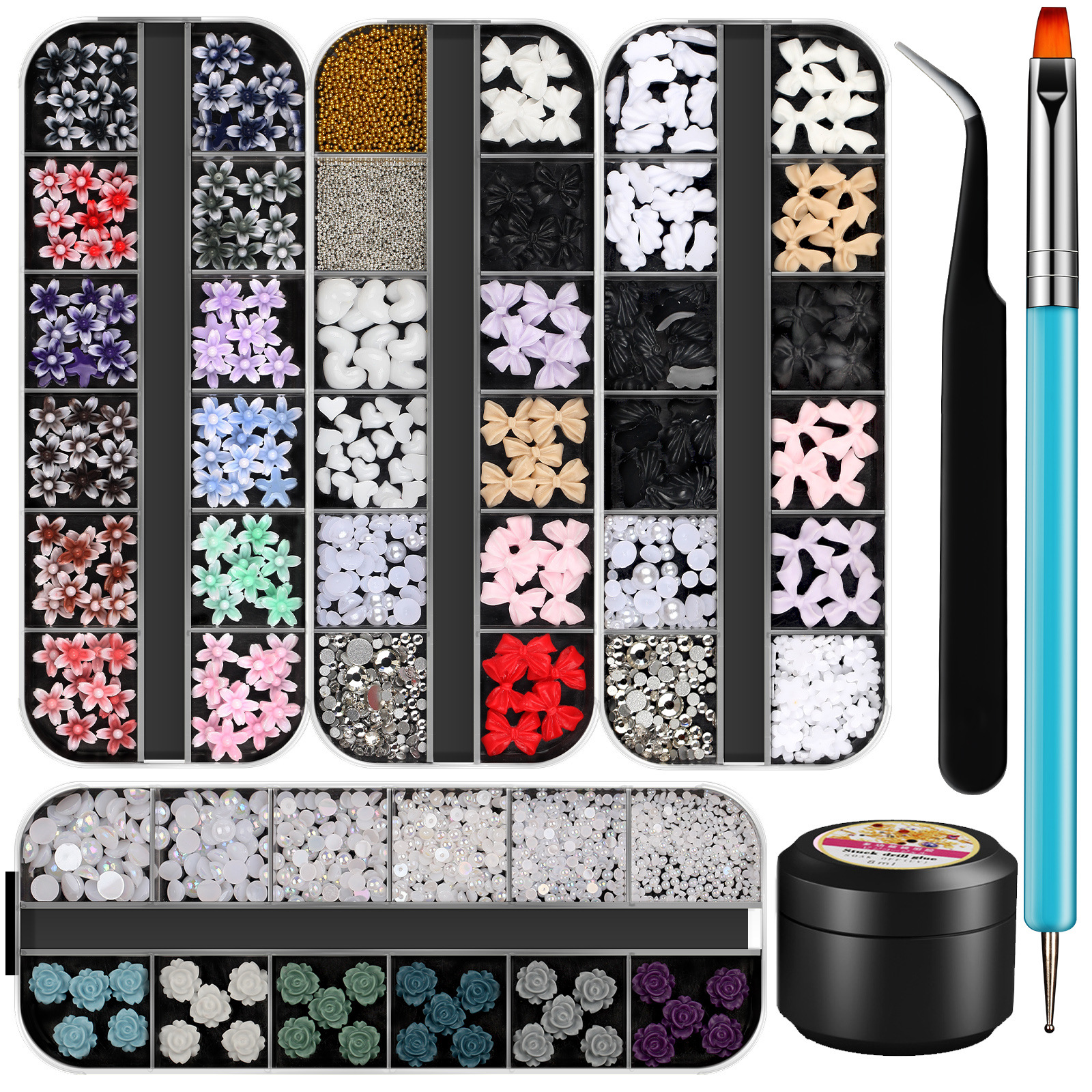 50g Weight Nail Decoration Accessories Nail Supplies Resin Material Flower, Butterfly Pattern Flower Butterfly Resin Nail Decoration Accessories 无
