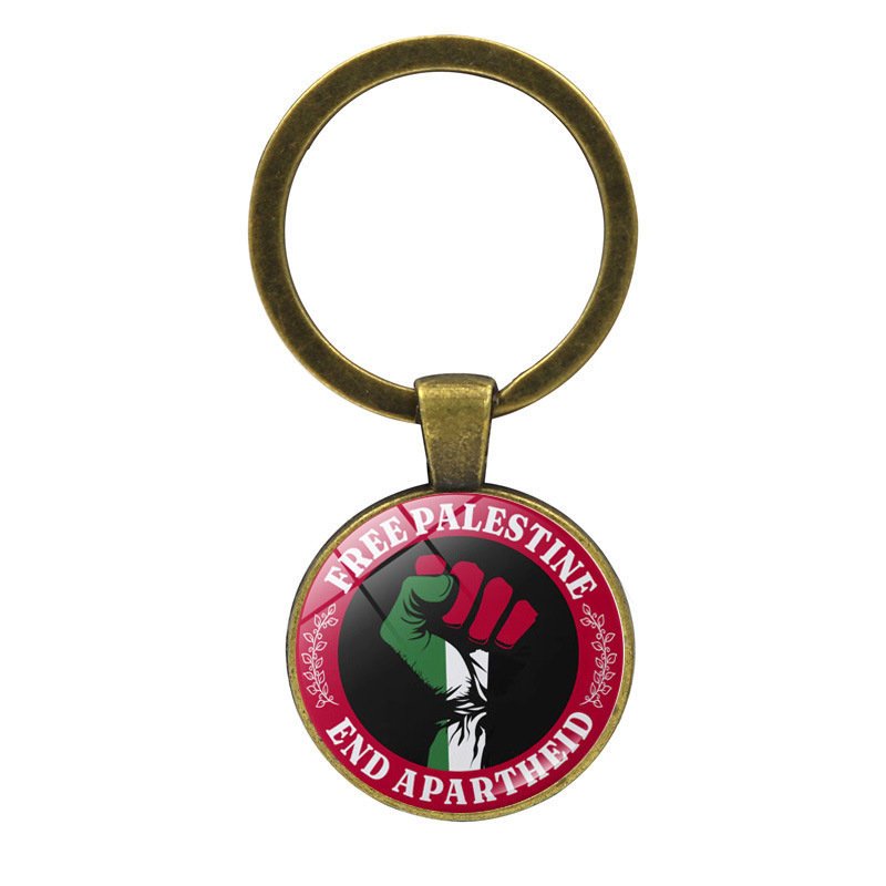 Llavero colgante de cristal de la bandera palestina Palestina anti-guerra paz colgante llavero