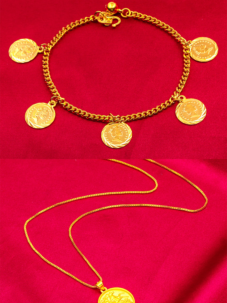 Conjunto de collar y pulsera con monedas para mujer joyería_voghion.com